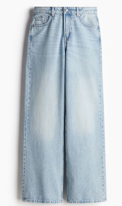 H&M*jeansy z wysokim stanem dzwony rozszerzana nogawka*jasnoniebieski