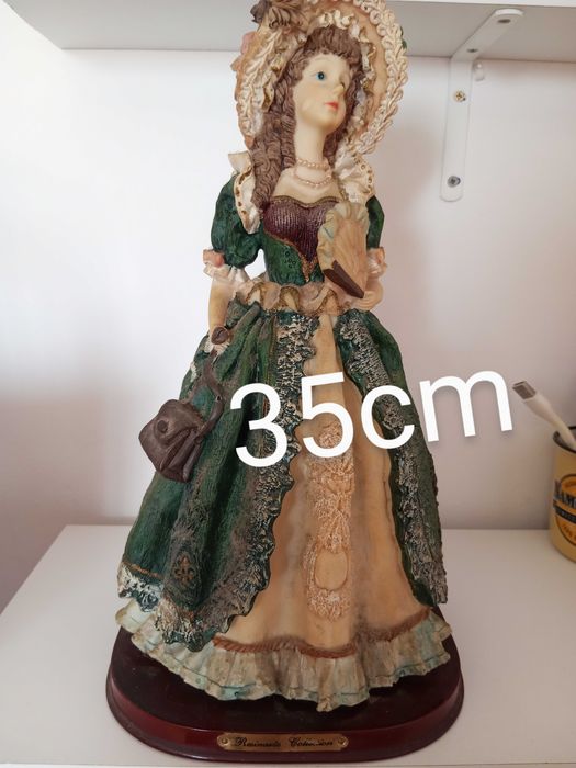 Figura resina Era Vitoriana Dama Antiga vintage 35cm, 1450g