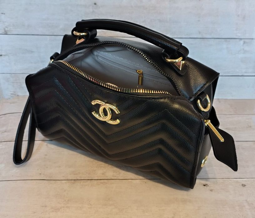 Сумочка жіноча чорна Chanel крос боді Шанель Безкоштовна доставка