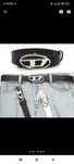 Hit pasek czarny srebrne logo diesel
