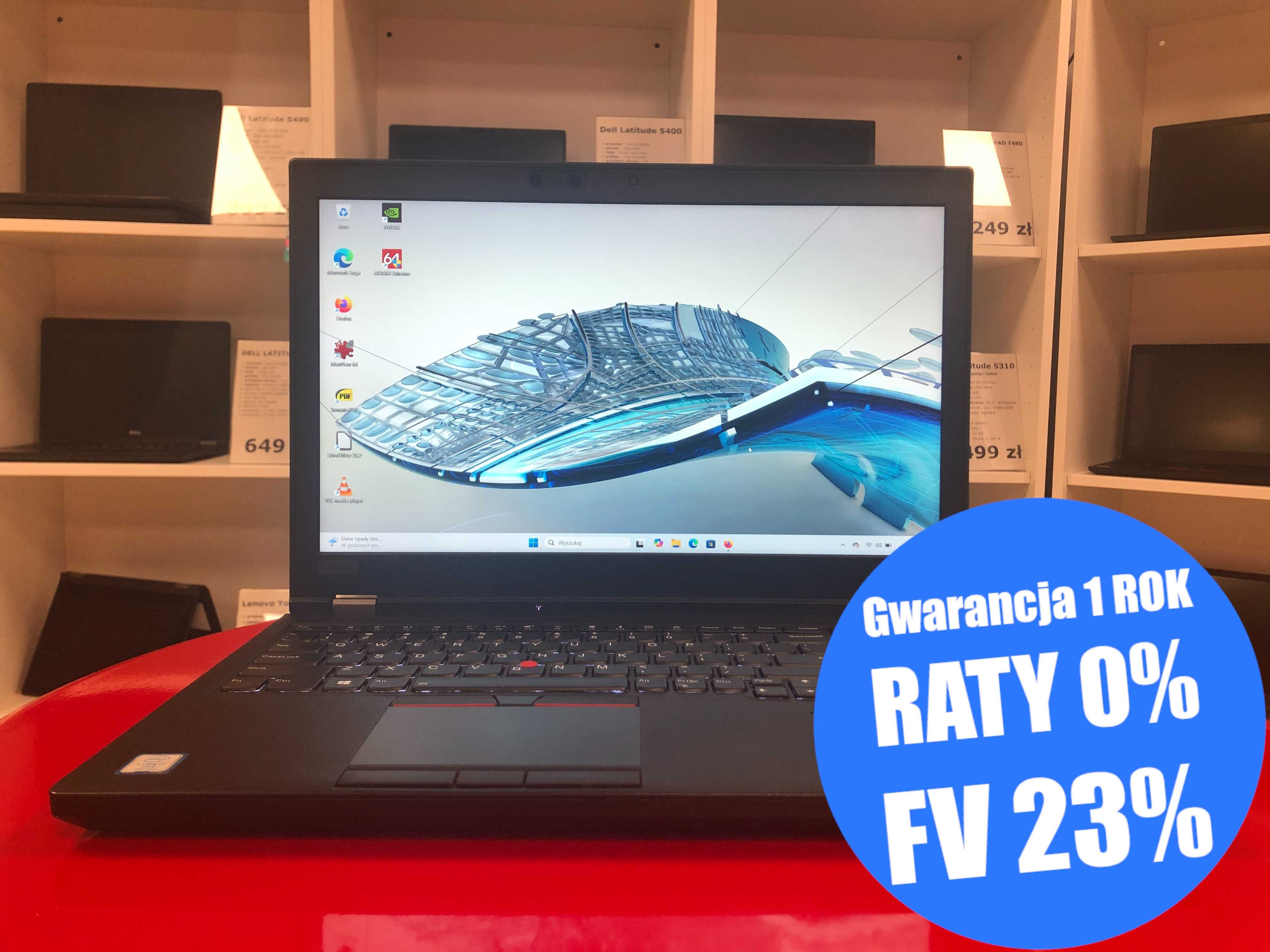 Dla Grafika 15" Lenovo ThinkPad P52 i7-8850H 32GB 512SSD nVidia Win11