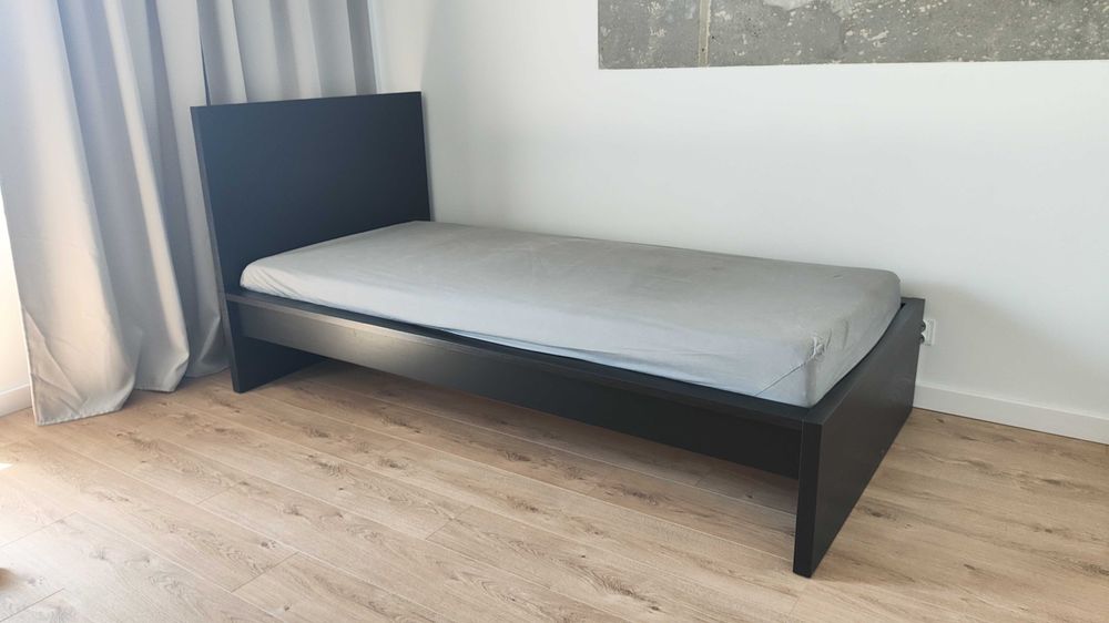 MALM Rama łóżka, wysoka, czarnobrąz, 90x200 cm