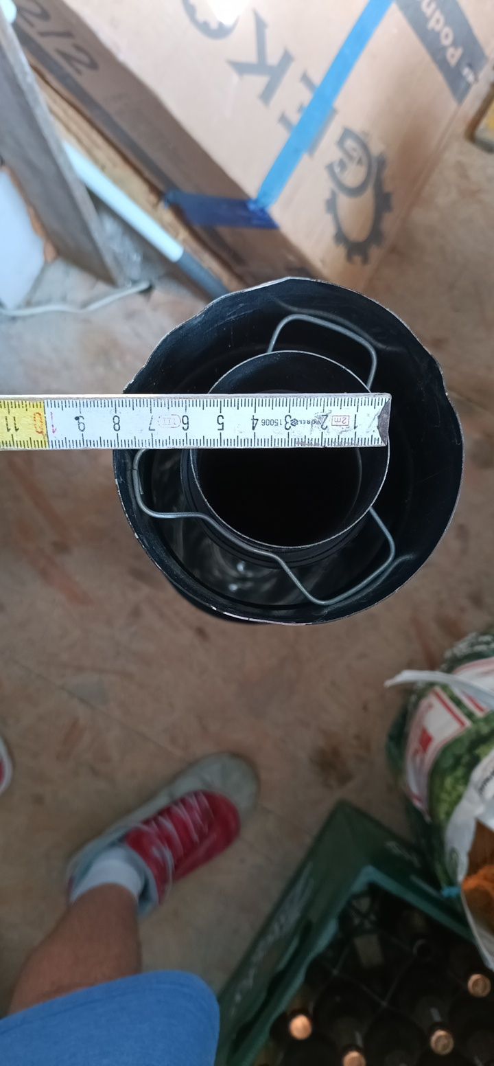 Komin  spalinowy Jeremias TWIN 36B rura 930 mm 60/100 z pionowym zakoń