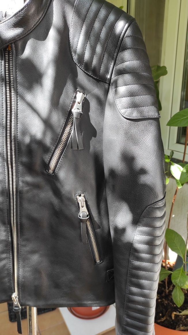 Kurtka skórzana typu biker ciężka M/S 48