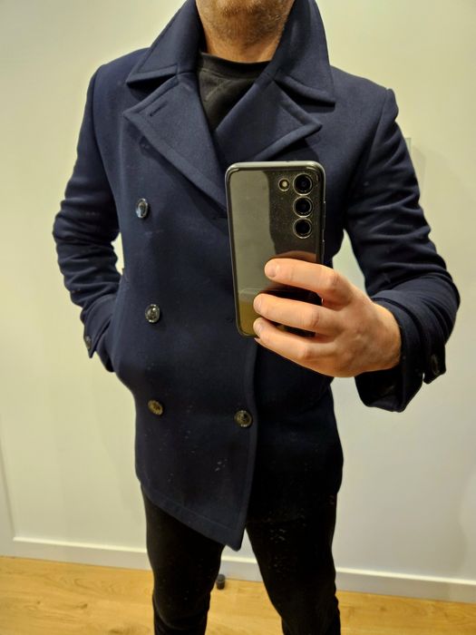 Płaszcz męski H&M granatowy ROZMIAR 48 S/M