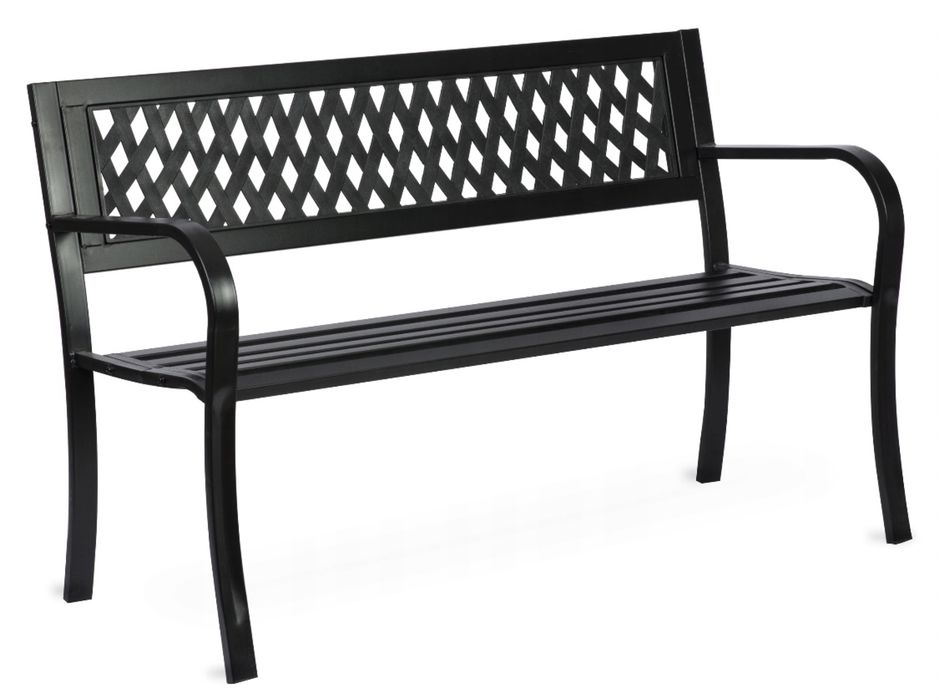 Ławka ogrodowa metalowa z oparciem. Stylowa Ladna Porzadna