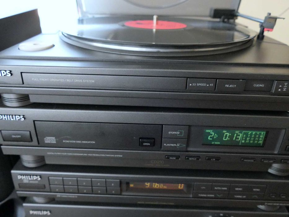 wieża Philips z gramofonem, głośnikami, solidna ciężka i SPRAWNA, film