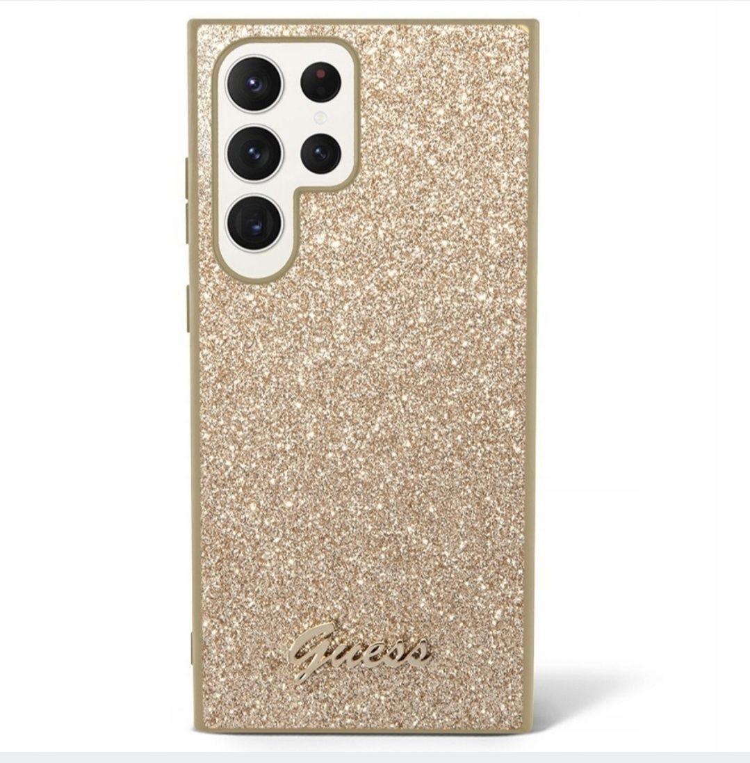 Oryginalne Etui GUESS hardcase Glitter Script Samsung s24 Ultra  Złoty
