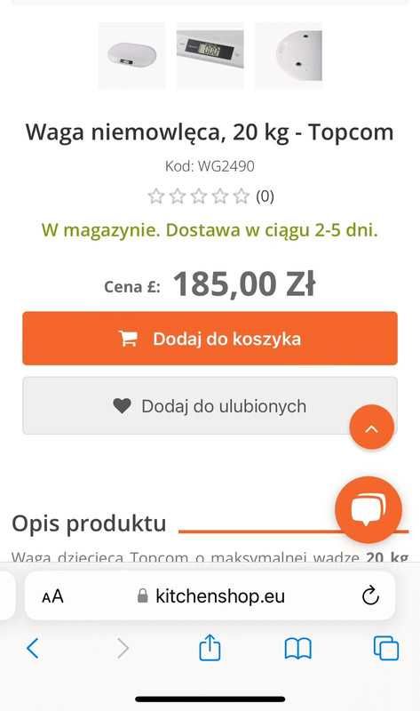 OKAZJA! Waga niemowlęca dziecka 20 kg - Topcom - WG2490