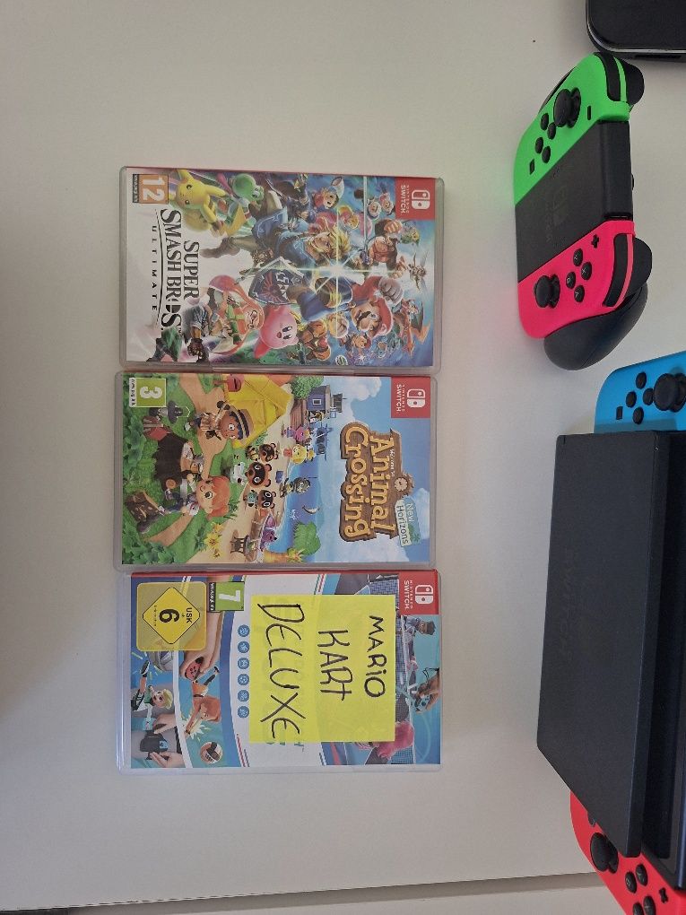 Nintendo switch com acessórios e jogos