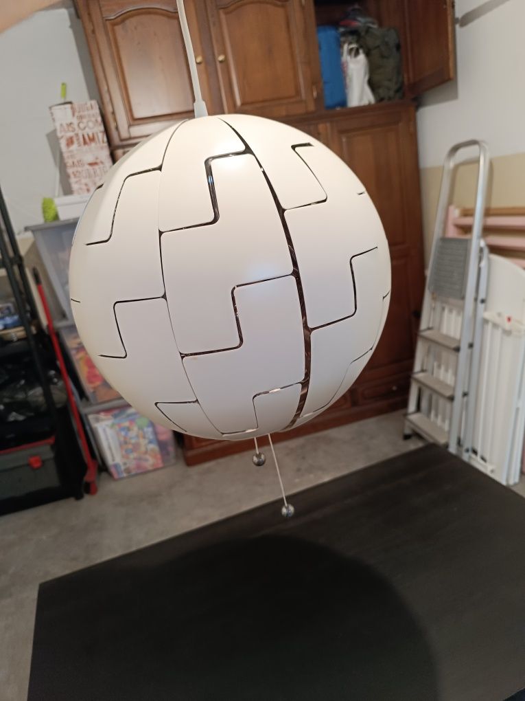 Candeeiro suspenso, branco/prateado, 35 cm
