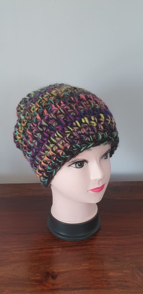 Gruba czapka handmade beanie wełna + akryl, kolory