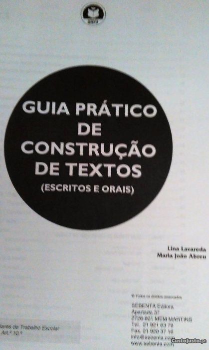 Sebentas Português Construção Texto Análise Literária