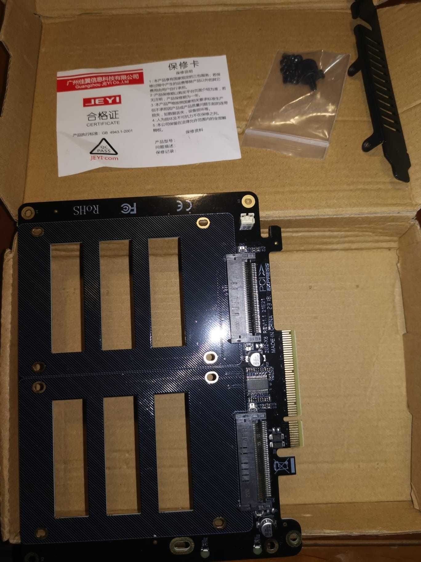 Placa PCI Express Adaptador de disco SSD 2U2-X8 REV:1.1