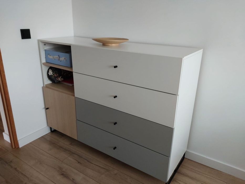 Komoda Vox bialo szara