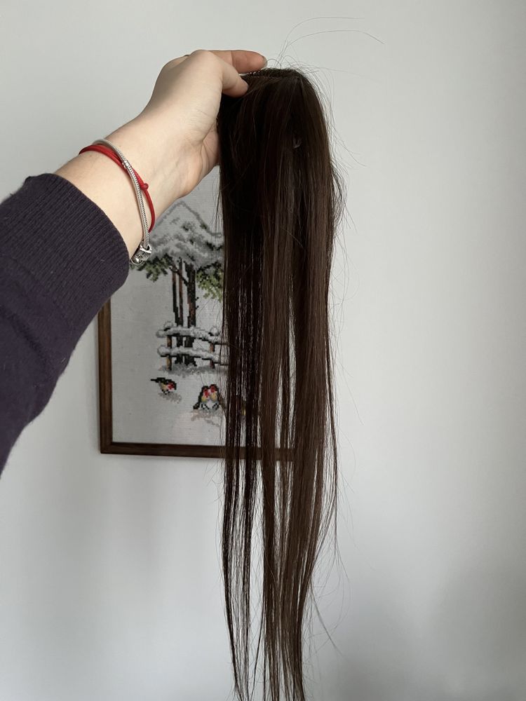 Topper 18” bardzo długi, włosy naturalne naturalny brąz