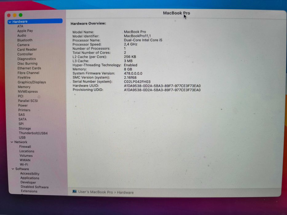 MacBook Pro Lato 2013, 8 GB RAM, 128 GB SSD