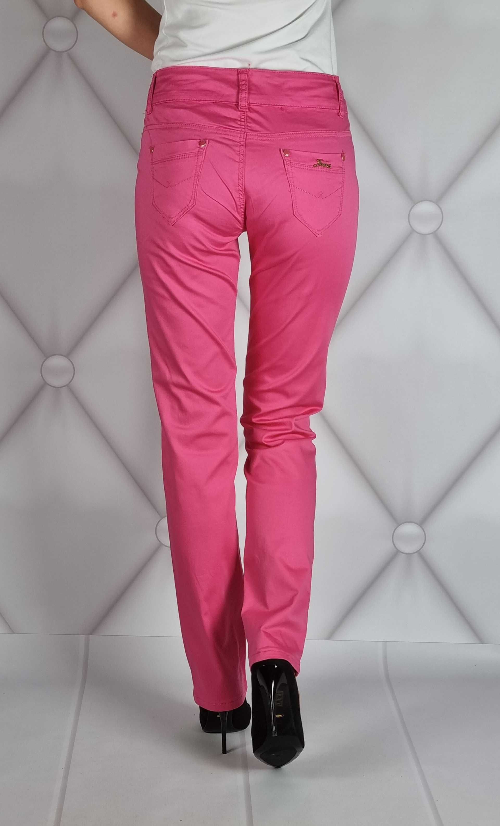 Spodnie klasyczne damskie różowe rozmiar 32/XL