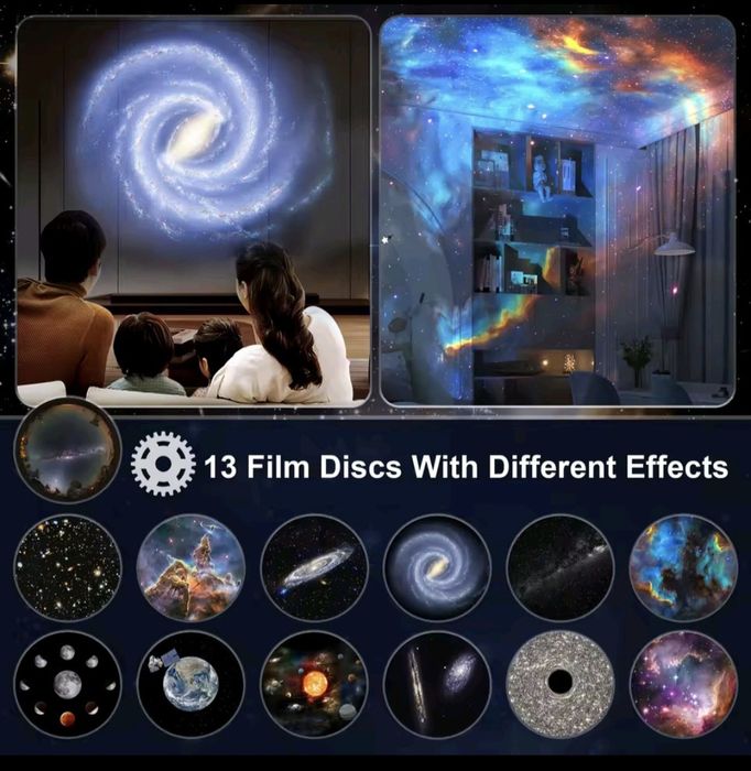 Galaxy Projector z 12 wbudowanymi dyskami