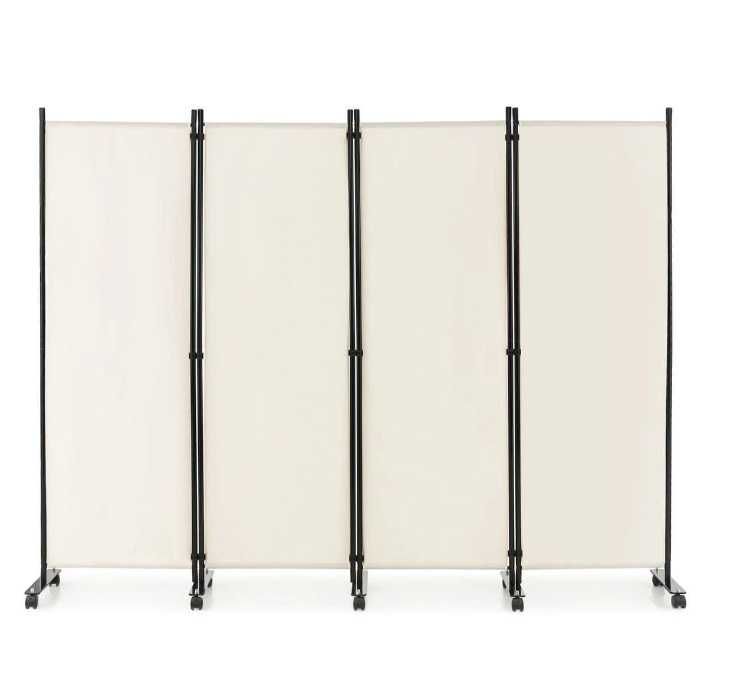 Parawan 4-skrzydłowy na kółkach Costway