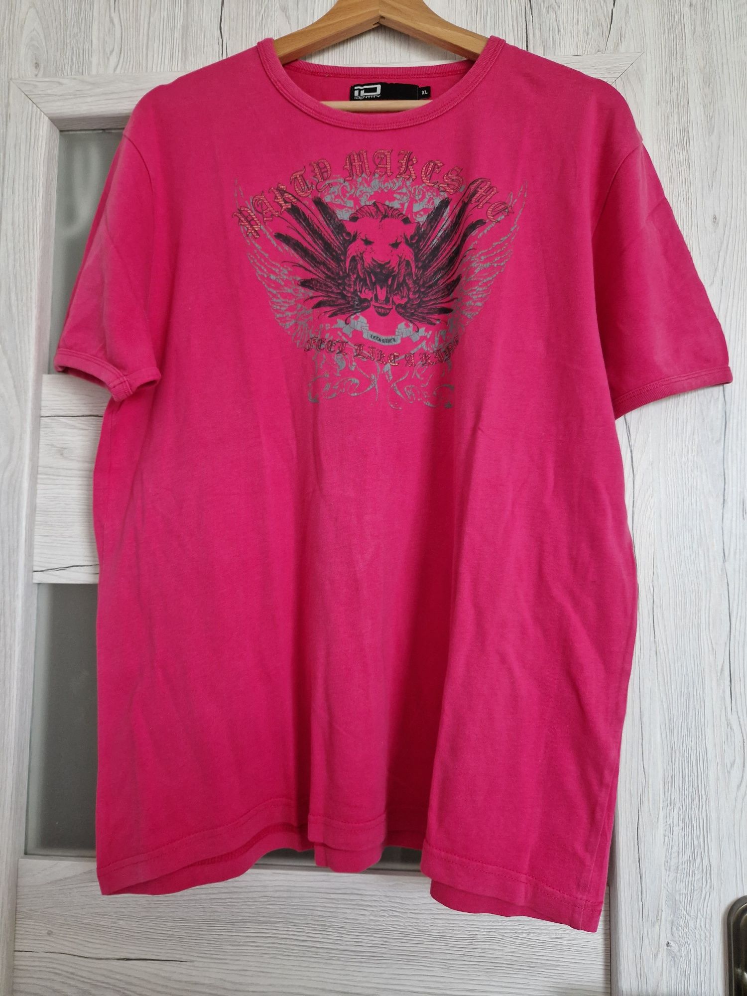 Koszulka męska bluzka z krótkim rękawem T-shirt różowa róż