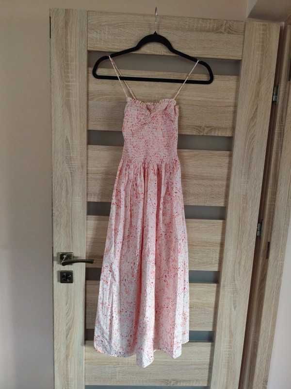 midi śliczna sukienka w kwiatuszki guma na biuście xs H&M