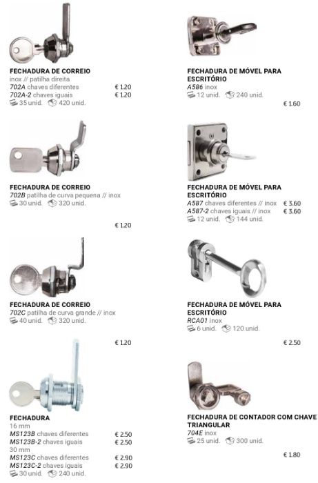 Fechadura para porta , caixa correio,contador ,vidro,