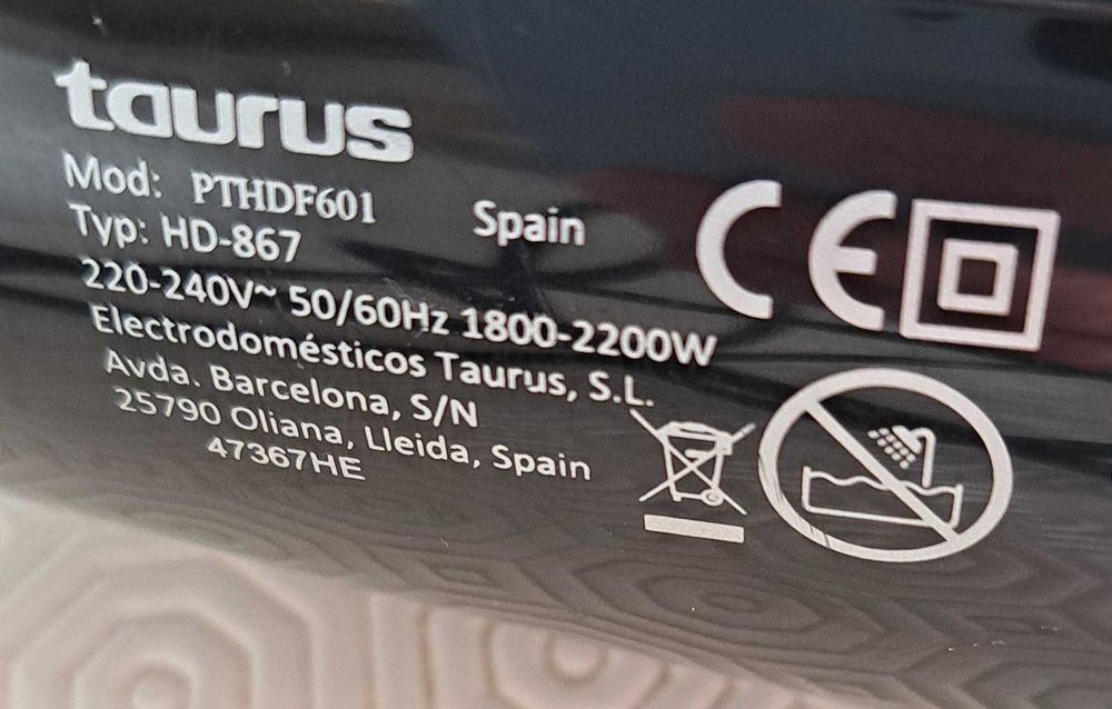 Vendo secador Taurus