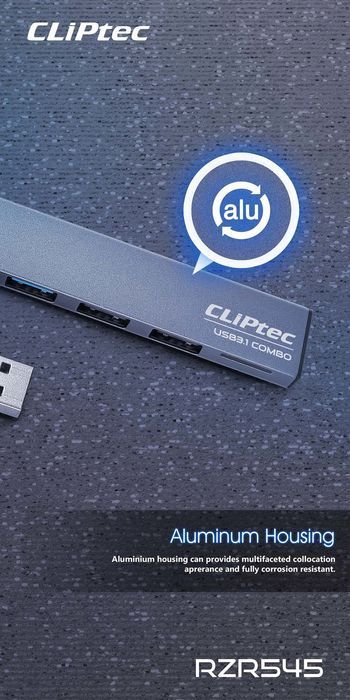 Cliptec Adapter HUB - USB na USB 3.1 + 2xUSB 2.0 + microSD - Slim