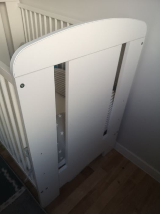 Łóżko łóżeczko białe z misiem + materac