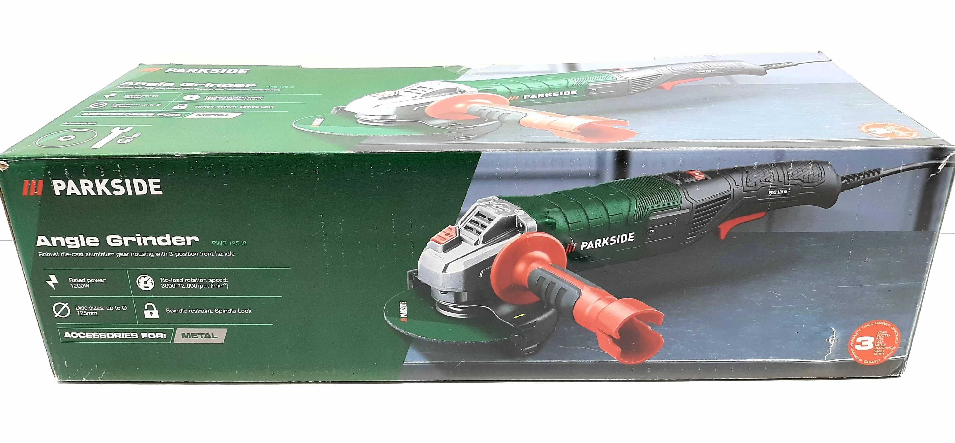 PARKSIDE Szlifierka Kątowa sieciowa 1200W Ø 125mm + tarcza PWS 125 I8