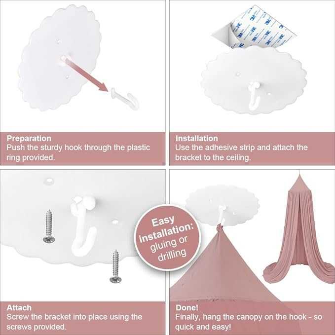 Baldachim do łóżeczka pokoju dziecięcego różowy wiszący tipi