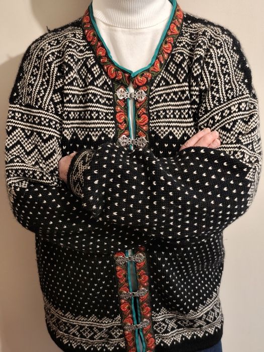 Kardigan męski sweter w stylu norweskim r. 54 - XXL