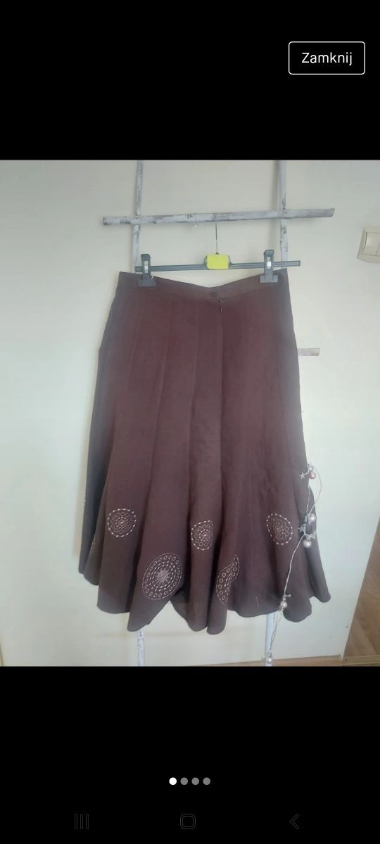Długa rozkloszowana spódnica vintage M
