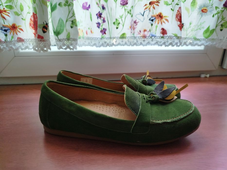 Buty maciejka mokasyny skórzane 38 zielone
