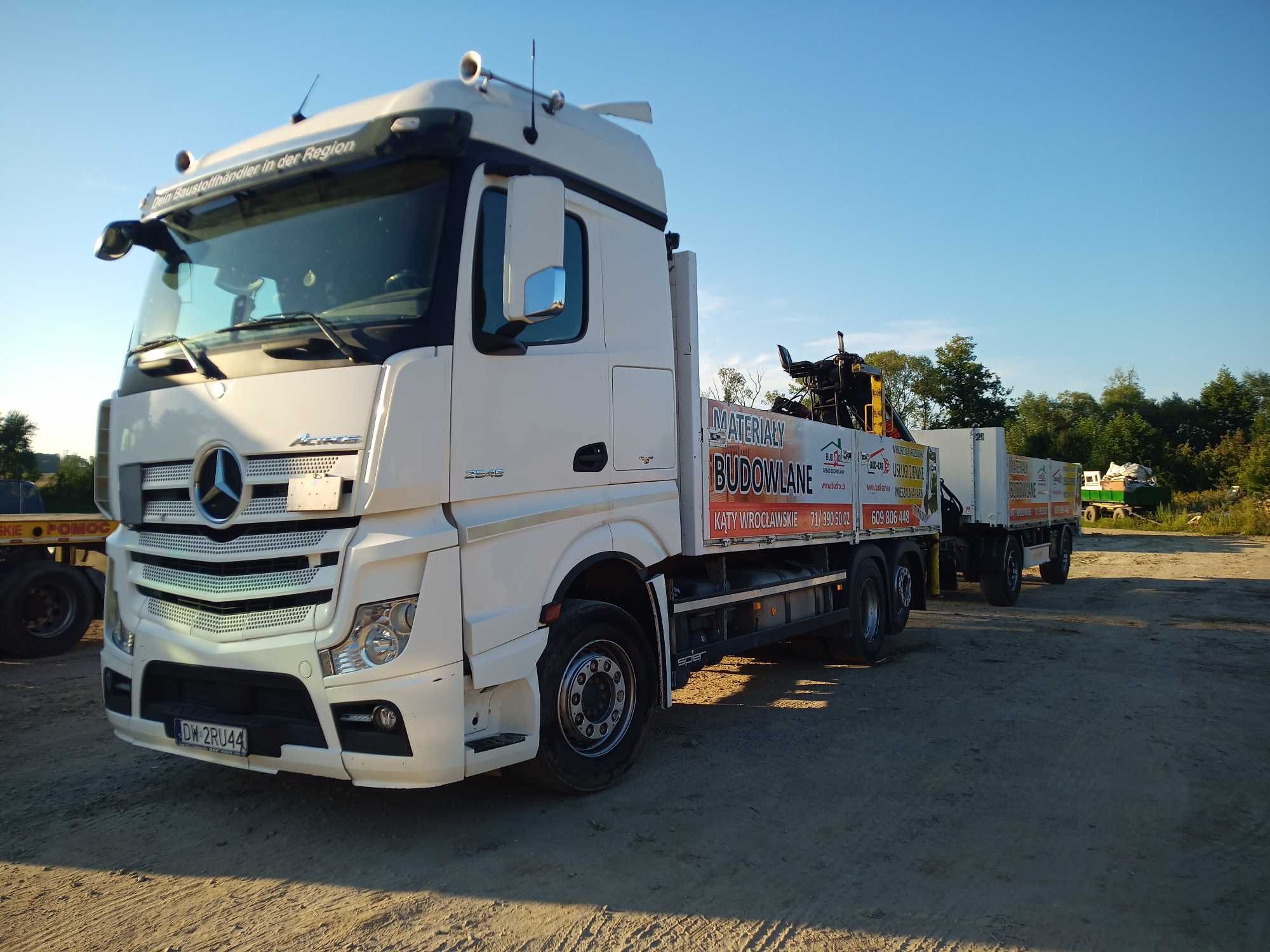 Usługi transportowe HDS wywrotka Actros Palfinger laweta niskopodwozie