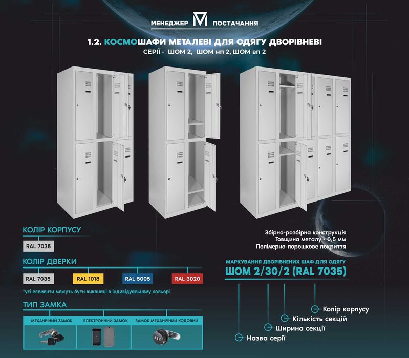 Металеві шафи (для одягу, камери зберігання)