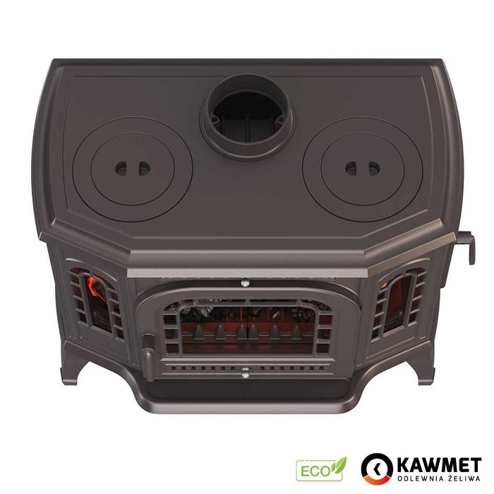 Piec żeliwny koza na drewno z fajerkami do gotowania kawmet p7 cooktop