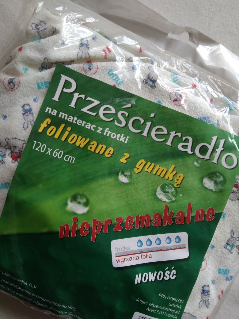 Prześcieradło nieprzemakalne frotte z gumką ochraniacz 120x 60 cm o