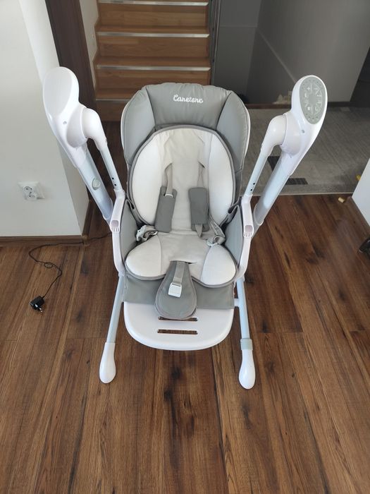 Caretero Indigo 2w1  Krzesełko do karmienia/ Huśtawka /Jasnoszary