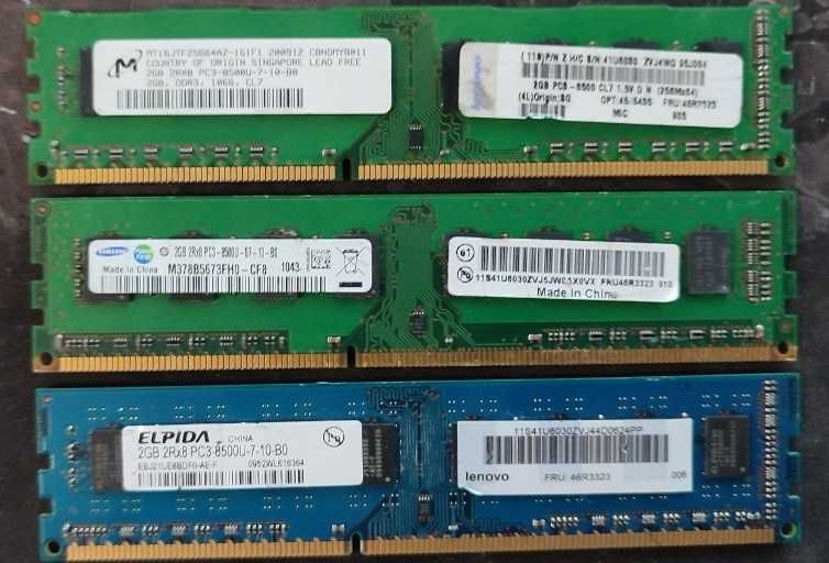 Оперативная Память на ПК DDR3 2GB 8500U 1066MHz 2Rx8