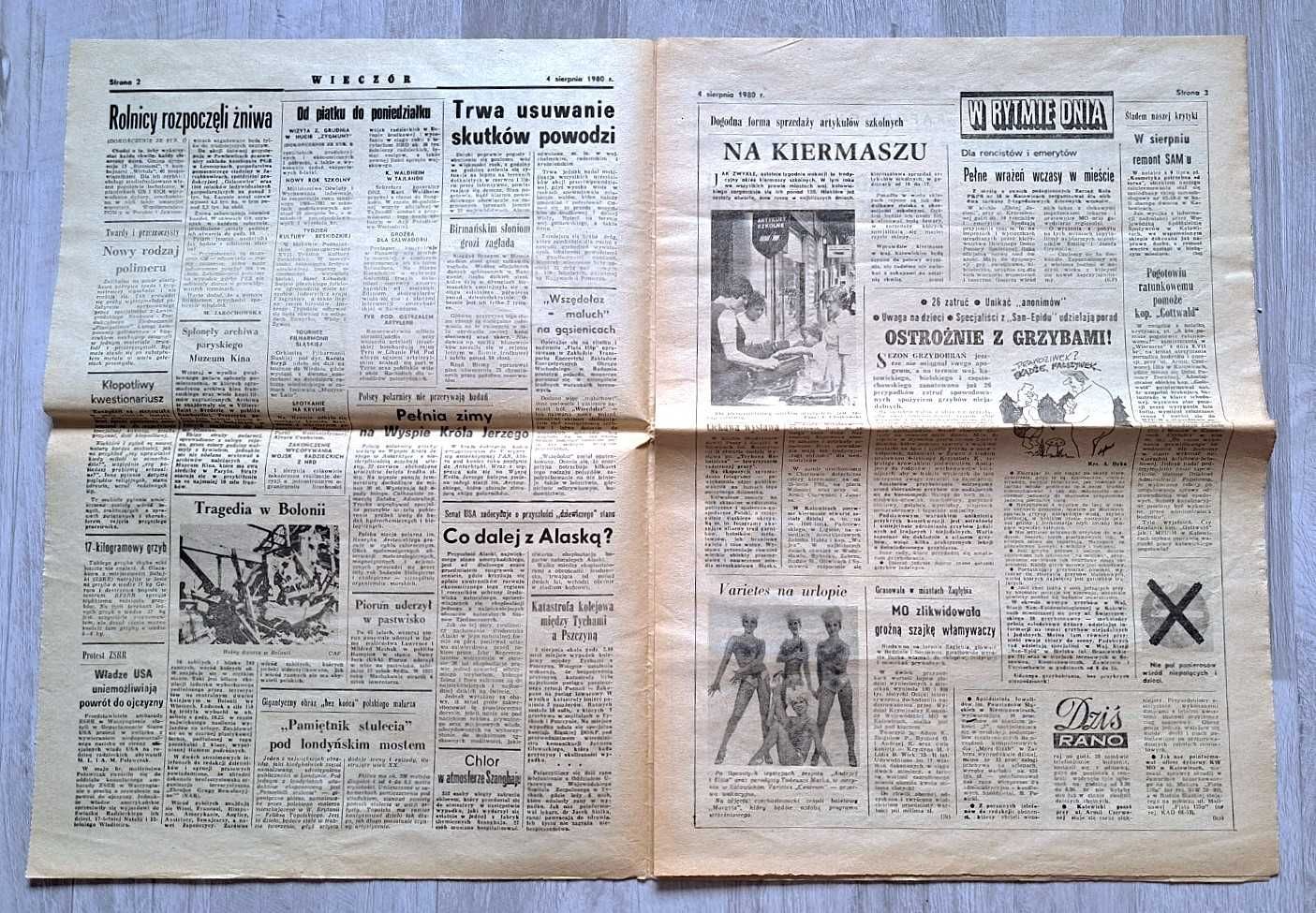 Wieczór. Codzienna Ilustrowana Gazeta Popołudniowa, 04.08.1980r., PRL,
