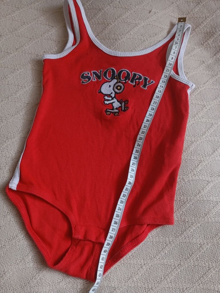 ZARA 4-5L bawełniany czerwony top body w prążki Snoopy