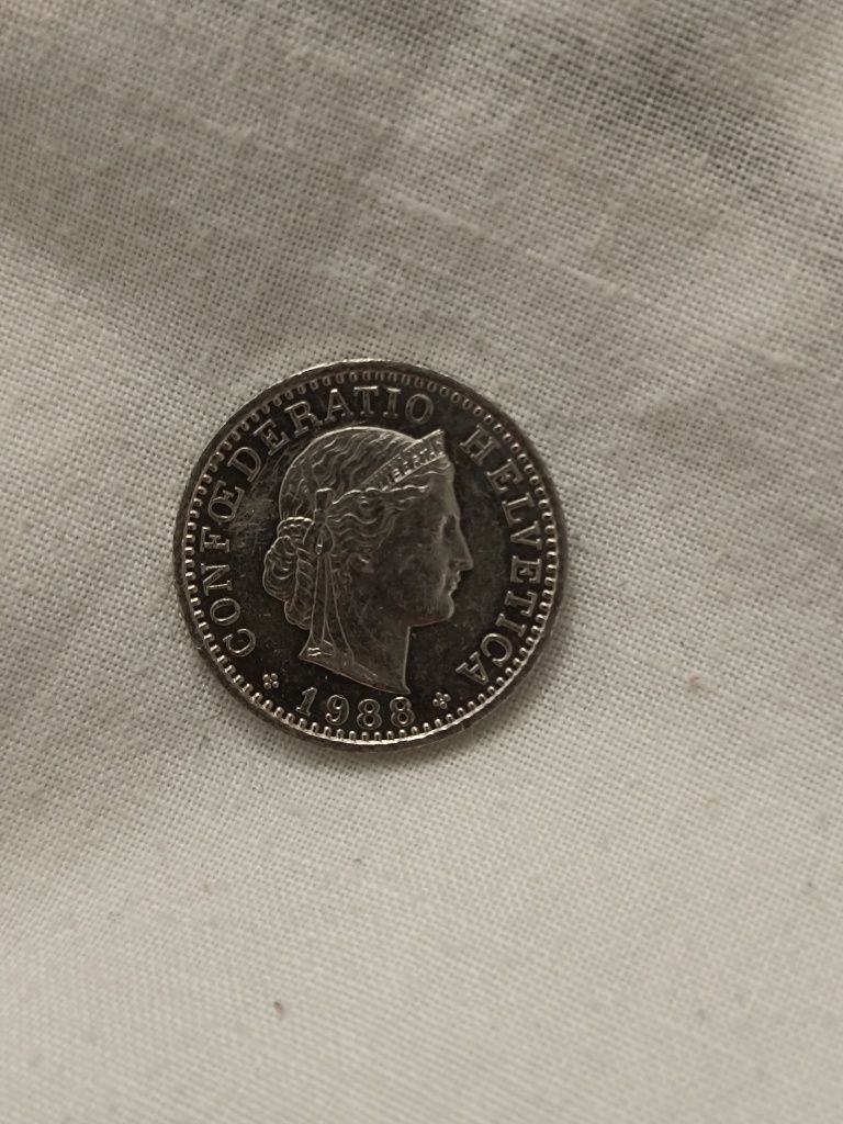 Монета Швейцарія 20 раппен, 1988 року