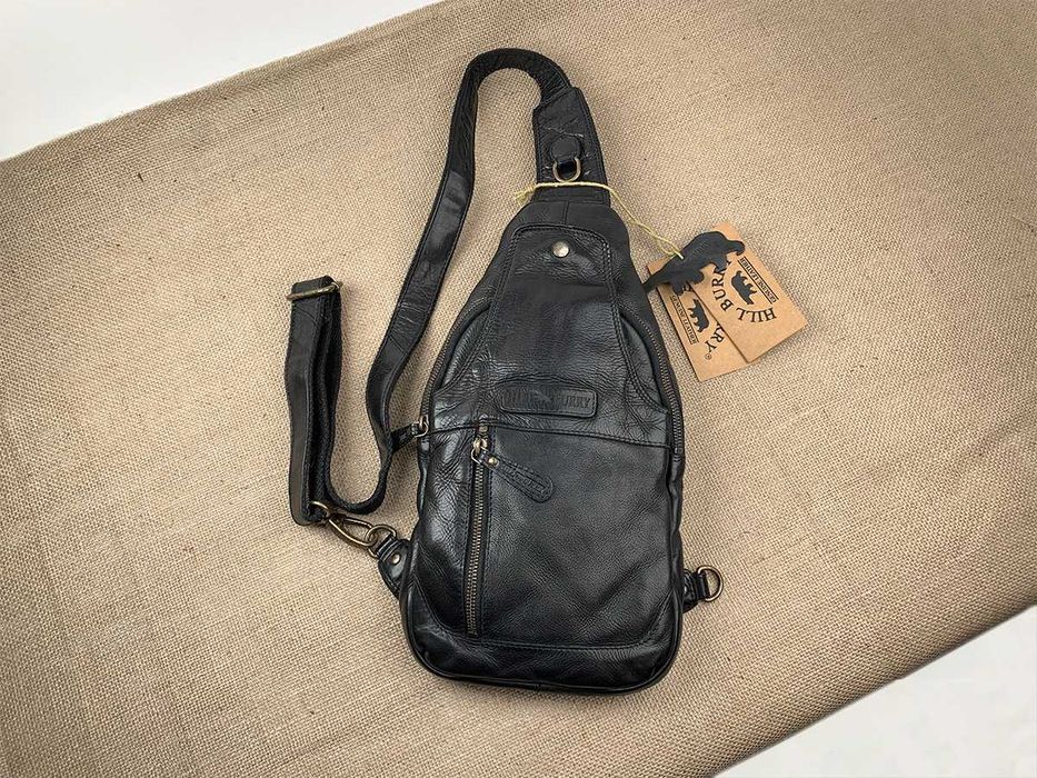Сумка мужская кожаная мягкая слинг Hill Burry 6101/W сумка чоловіча