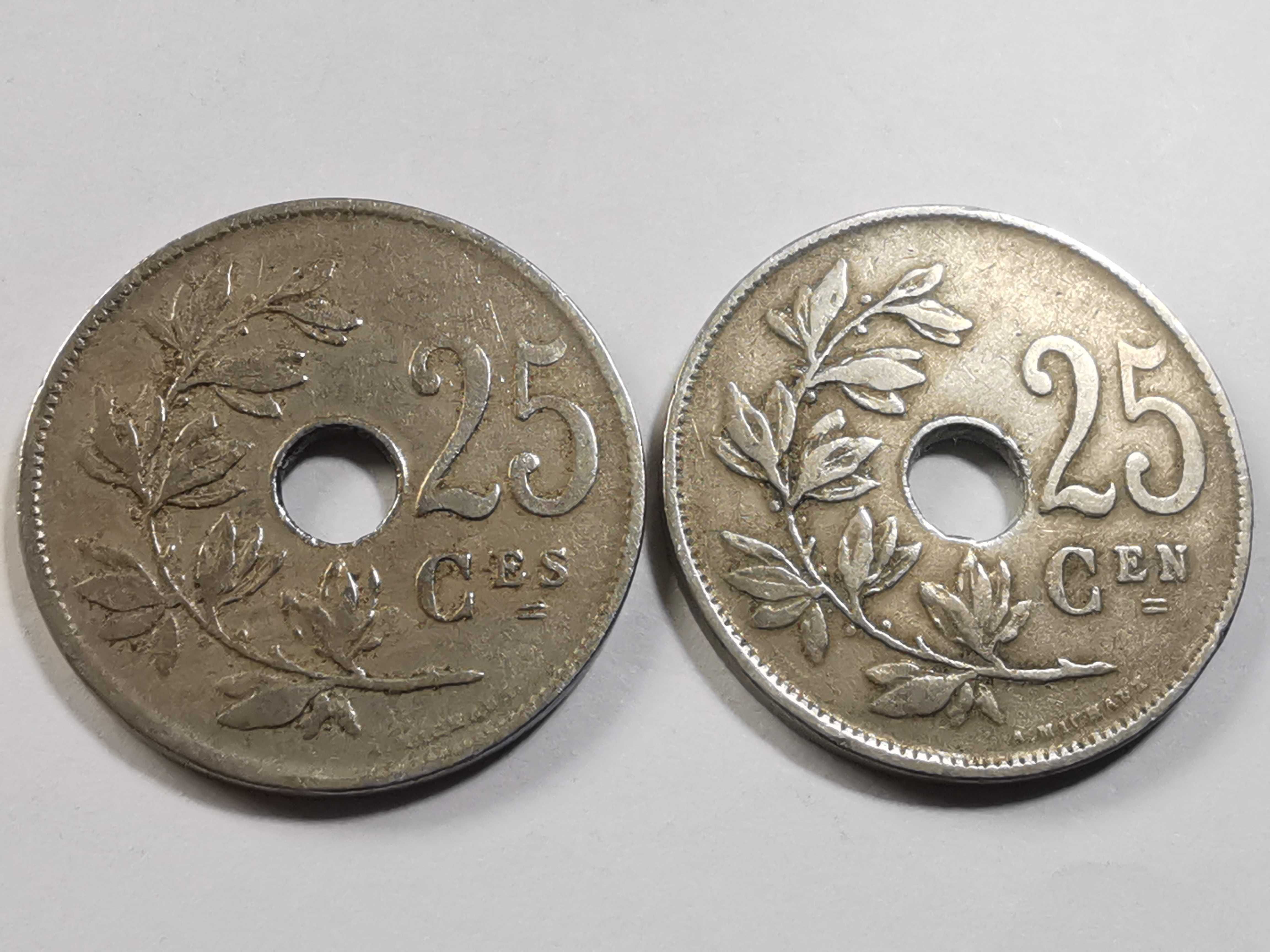 2x 25 centimes 1922r. - Albert I - obie wersje: BELGIQUE i BELGIË