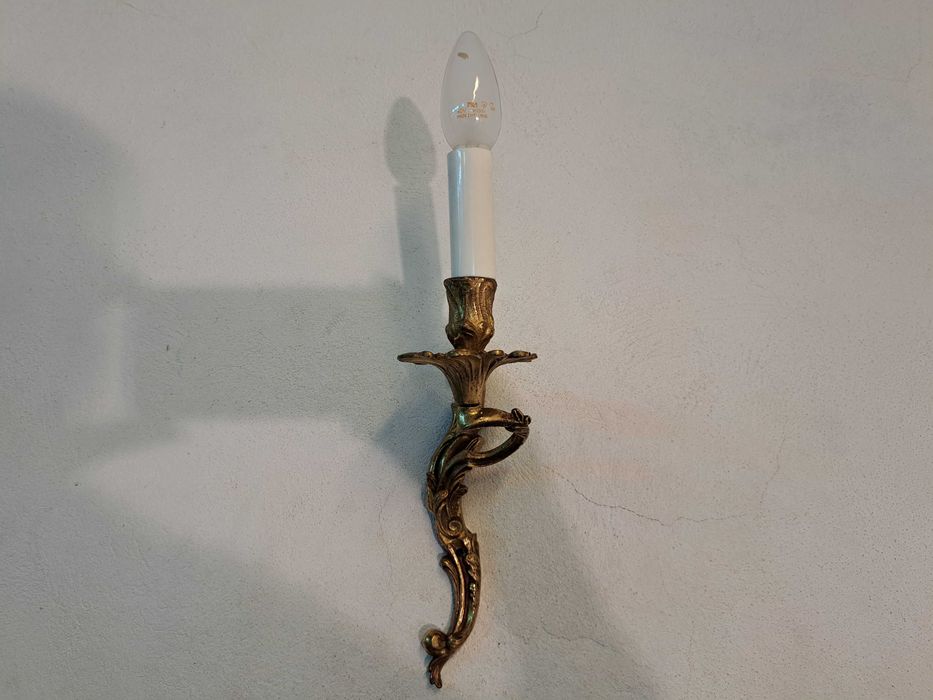 2 x Kinkiet mosiężny złoty liść akantu rocaille rokoko podstawa kwiat