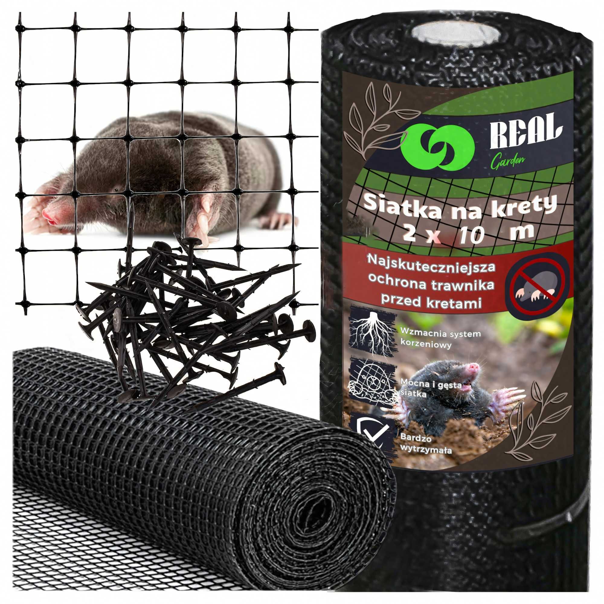 Siatka na krety 2x10 m + 50 kotew – oczko 16x16 mm, UV, PP
