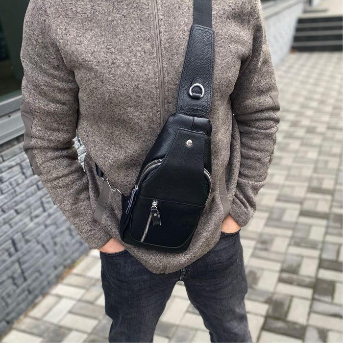 Чоловіча нагрудна шкіряна сумка слінг через плече Rogue