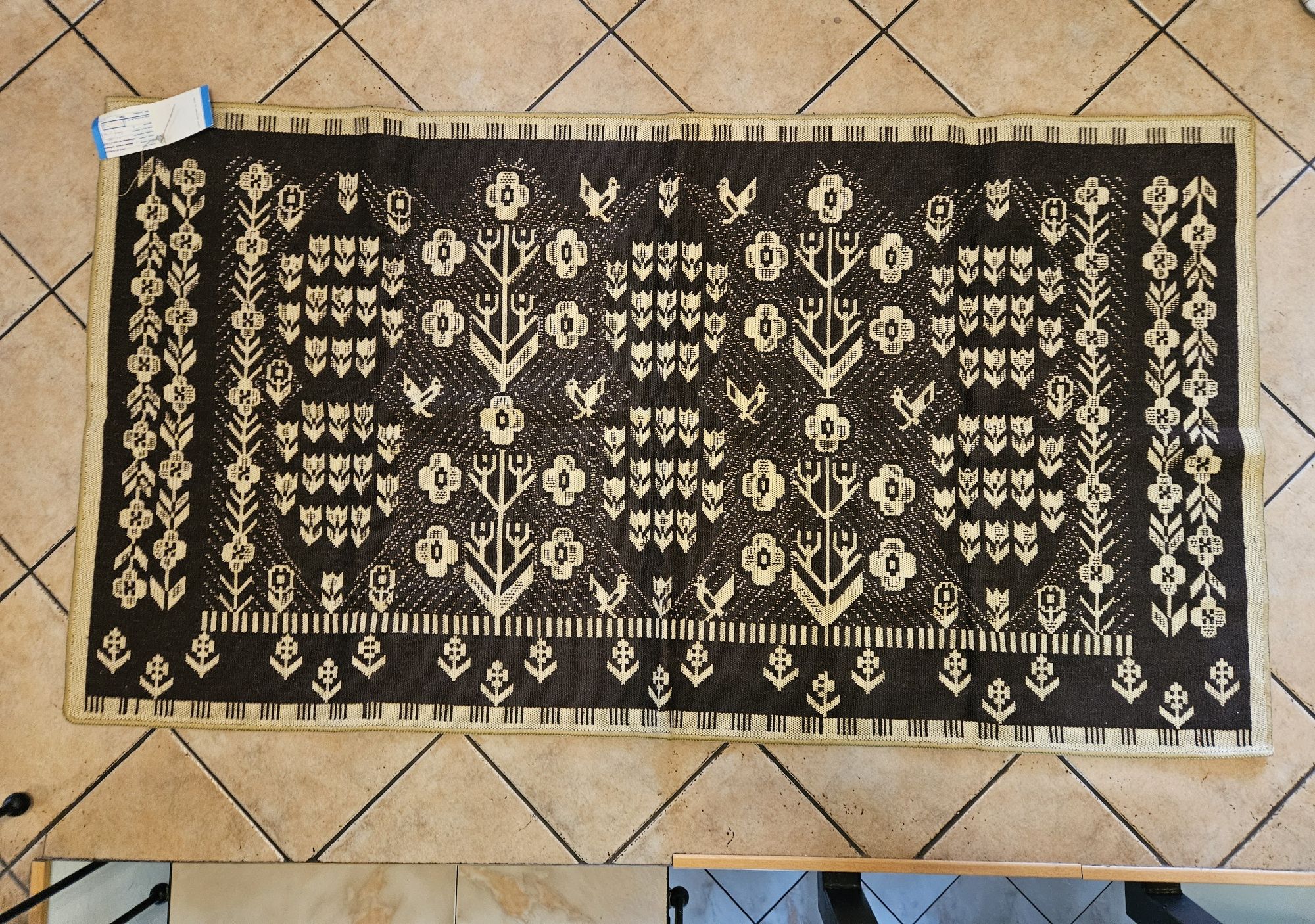 Makata Kilim Mata Cepelia brązowa 1989z metką brązowa kremowa